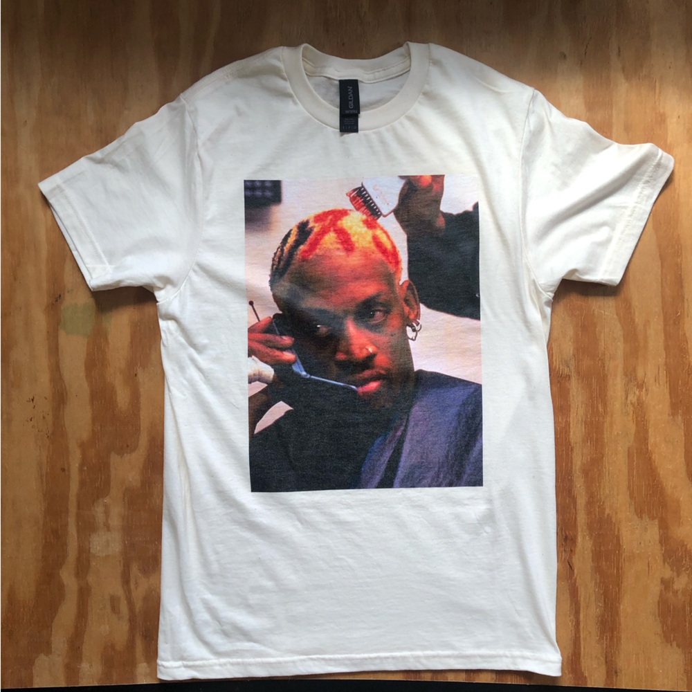 Cream Dennis Rodman Graphic T-Shirt- unisex small